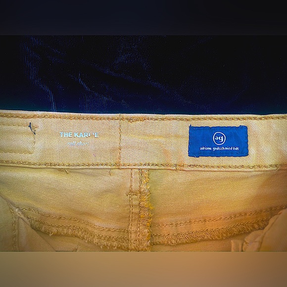 🖤 Adriano Goldshmied 🖤 AG Kids 14 The Karlie Shorts Yellow Stretch Denim 24” - Picture 2 of 7